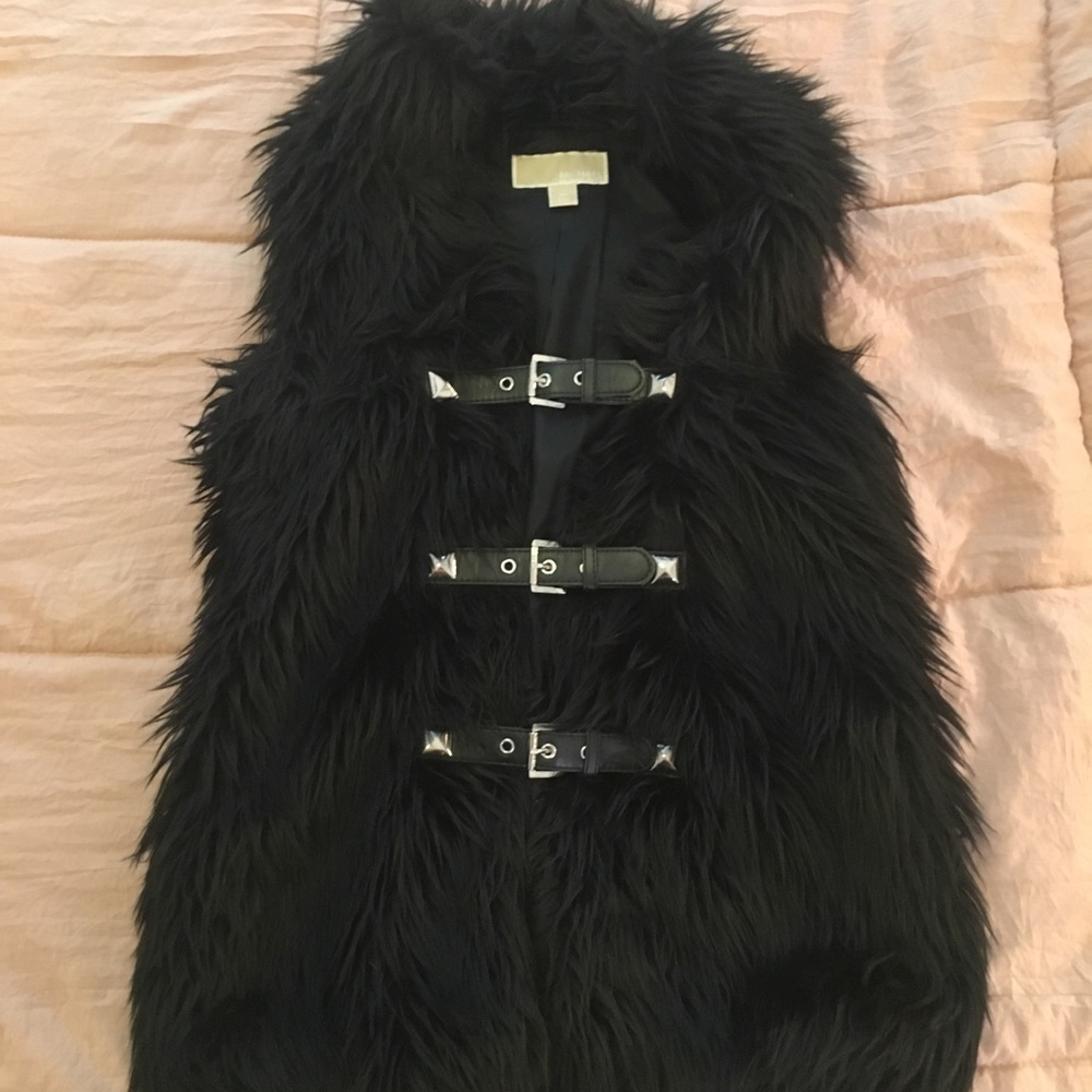 Black faux fur vest